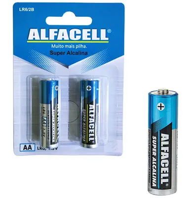 PILHA AA ALCALINA PEQUENA 1,5V COM 2 PECAS NA CARTELA