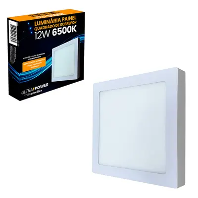 LUMINARIA PAINEL QUADRADO SOBREPOR LED 12W 6500K BRANCA BIVOLT 16CM HOMEFLEX
