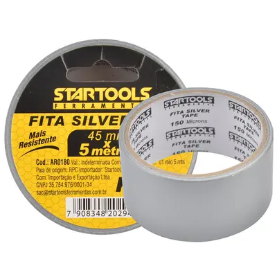 FITA ADESIVA MULTIUSO SILVER TAPE PRATA PRO 45MMX5M