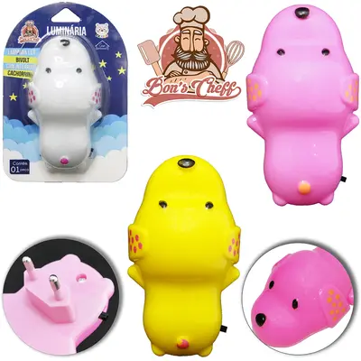 ABAJUR LUMINARIA DE TOMADA DE LED CACHORRINHO BIVOLT 11X6CM NA CARTELA