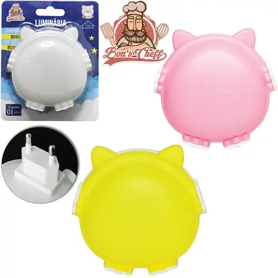 ABAJUR LUMINARIA DE TOMADA DE LED BICHINHO FOFO BIVOLT 8,5CM NA CARTELA