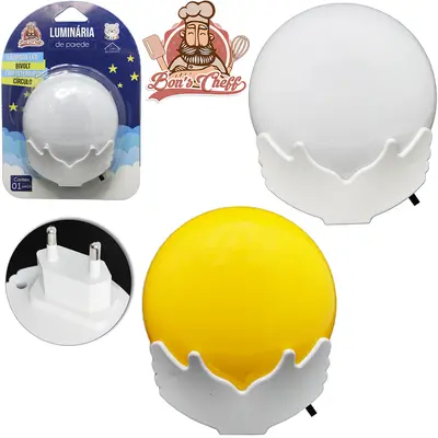 ABAJUR LUMINARIA DE TOMADA DE LED CIRCULO BIVOLT 8X6,5CM NA CARTELA