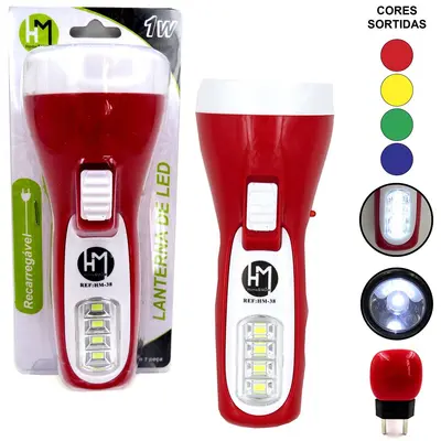 LANTERNA RECARREGAVEL BIVOLT COM 5 LEDS