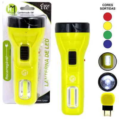 LANTERNA RECARREGAVEL BIVOLT COM 2 LEDS