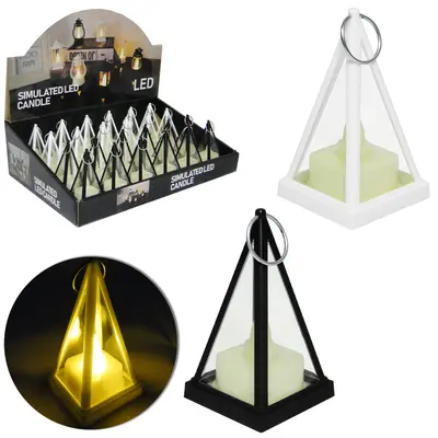 VELA DECORATIVA ELETRONICA DE LED PIRAMIDE A BATERIA 8X4,5CM