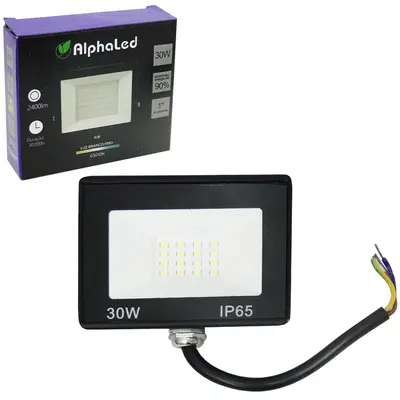 REFLETOR LED SMD 30W 6500K BRANCA FRIA BIVOLT ALPHALED