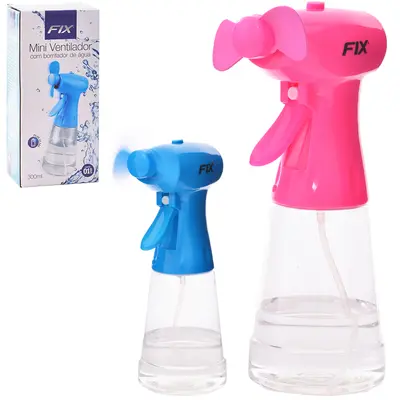MINI VENTILADOR COM PULVERIZADOR / BORRIFADOR DE PLASTICO 1 VELOCIDADE A PILHA 300ML