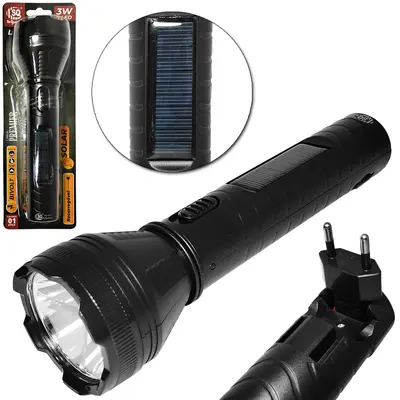 LANTERNA RECARREGAVEL BIVOLT/SOLAR PREMIER 3W COM 1 LED