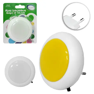 ABAJUR LUMINARIA DE TOMADA DE LED REDONDO BIVOLT 7,5CM DE Ø
