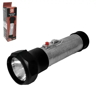 LANTERNA DE METAL COM 1 LED + ALCA A PILHA