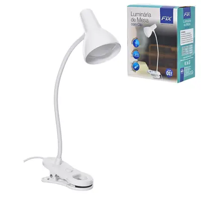 LUMINARIA DE MESA FLEXIVEL COM 6 LEDS + BASE PRESILHA DE PLASTICO CABO USB 33X10X4,5CM