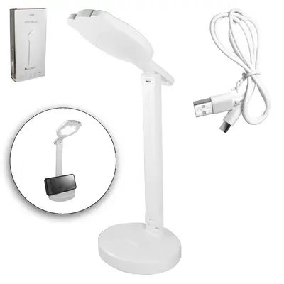 LUMINARIA DE MESA AJUSTAVEL RECARREGAVEL COM SENSOR TOUCH + 20 LEDS E SUPORTE DE CELULAR