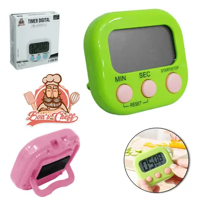 TIMER DIGITAL DE PLASTICO MAGNETICO COM APOIO A PILHA 6,8X6,5CM