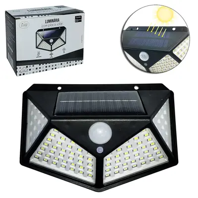 LANTERNA LUMINARIA RECARREGAVEL PAINEL SOLAR COM SENSOR AUTOMATICO 13,5X9,5CM