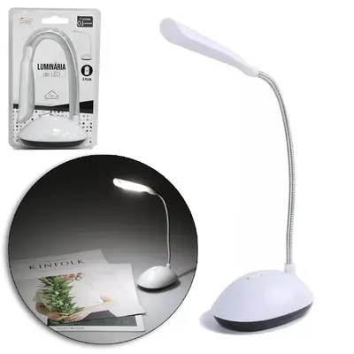 LUMINARIA DE MESA FLEXIVEL A PILHA COM 4 LEDS 27X8,5CM
