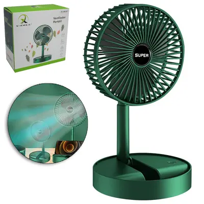 VENTILADOR DE MESA PORTATIL 5V INCLINAVEL E DOBRAVEL 3 VELOCIDADES + BASE SUPORTE CELULAR DE PLASTICO USB X-CELL