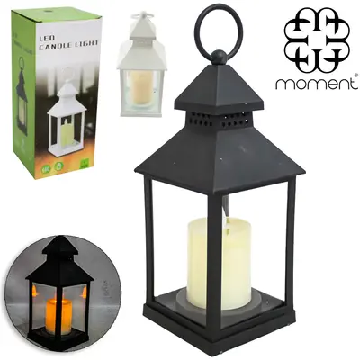 LUMINARIA / LAMPARINA DECORATIVA DE PLASTICO / VIDRO COM VELA ELETRONICA DE LED A PILHA 23X9,5X9,5CM