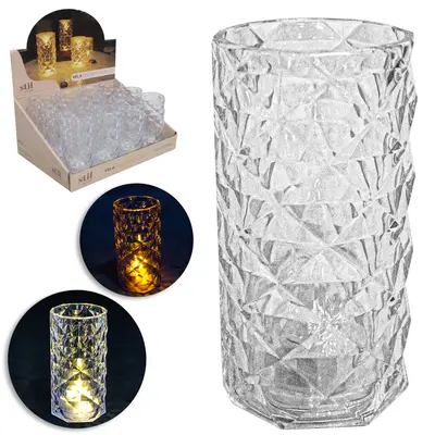 VELA DECORATIVA ELETRONICA DE LED COM CASTICAL DE ACRILICO STIL DECOR A BATERIA 9,5X5CM DE Ø DP PLAY