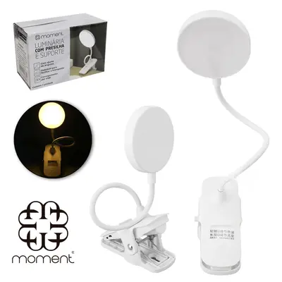 LUMINARIA DE MESA FLEXIVEL COM 12 LEDS + BASE PRESILHA DE PLASTICO E CABO USB MOMENT