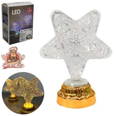 ABAJUR LUMINARIA DE LED ESTRELA A BATERIA 13,5X11X6,5CM