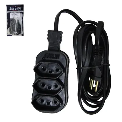 EXTENSAO PRETA 2M COM 3 TOMADAS TRIPOLAR BIVOLT 2200W CABO PP