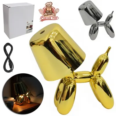 ABAJUR LUMINARIA DE PORCELANA RECARREGAVEL CACHORRO DE BALLON + SENSOR TOUCH USB 22X16,5CM