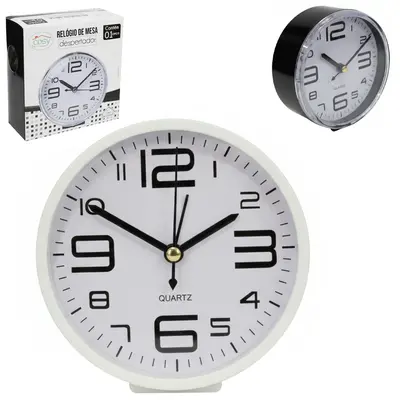RELOGIO DE MESA / DESPERTADOR REDONDO 10CM DE Ø