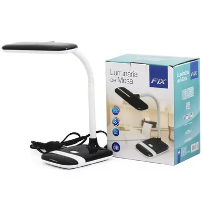 LUMINARIA DE MESA FLEXIVEL COM 8 LEDS + BASE DE PLASTICO BIVOLT 35X18,2X15CM