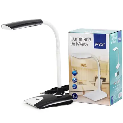 LUMINARIA DE MESA FLEXIVEL COM BASE DE PLASTICO 8 LEDS BIVOLT 39X14,8X14CM