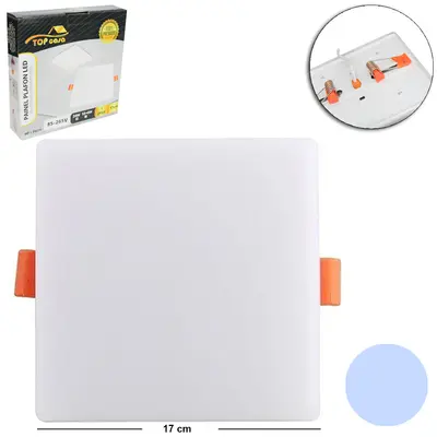 LUMINARIA PAINEL PLAFON LED QUADRADO BORDA INFINITA SOBREPOR 24W 6500K BRANCA BIVOLT PREMIUM TOP CASA