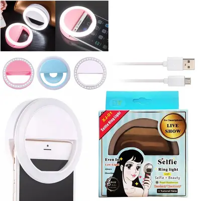 REFLETOR DE LED LIVE SHOW PARA SELFIE / CELULAR RECARREGAVEL CABO USB 5V 8,5CM DE Ø