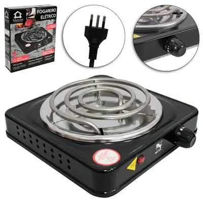 FOGAREIRO / FOGAO ELETRICO PORTATIL ESPIRAL 1 BOCA 127V PRETO 1000W RELINX