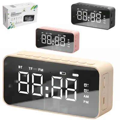 CAIXA DE SOM BLUETOOTH / FM / TF COM RELOGIO / DESPERTADOR DIGITAL RETANGULAR ESPELHADO RECARREGAVEL 5W BIVOLT X-CELL