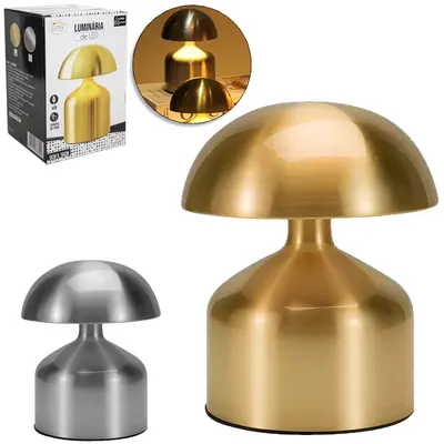 ABAJUR LUMINARIA DE METAL RECARREGAVEL TOUCH 3 CORES DE LUZ USB 16X9CM