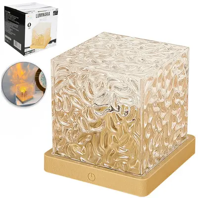 ABAJUR LUMINARIA DE MESA ACRILICO QUADRADA DE LED CB USB 11,5X9,5CM
