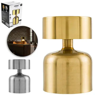ABAJUR LUMINARIA DE METAL RECARREGAVEL TOUCH 3 CORES DE LUZ USB 13,5X9CM