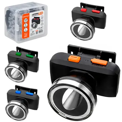 LANTERNA DE CABECA RECARREGAVEL COM 1 LED + ALCA ELASTICA E CABO USB