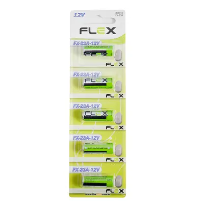 PILHA / BATERIA 23A 12V ALCALINA PEQUENA FLEX GOLD COM 5 PECAS