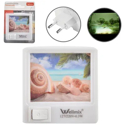 ABAJUR LUMINARIA DE TOMADA QUADRADO PAISAGEM BIVOLT 7,5CM