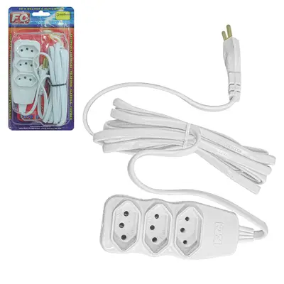 EXTENSAO 3M COM 3 TOMADAS TRIPOLAR BIVOLT NEW CABO PARALELO