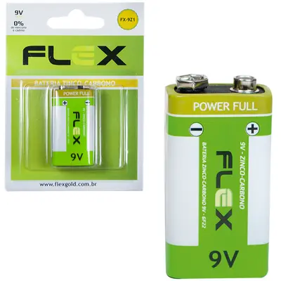 BATERIA 9V 6F22 FLEX GOLD NA CARTELA