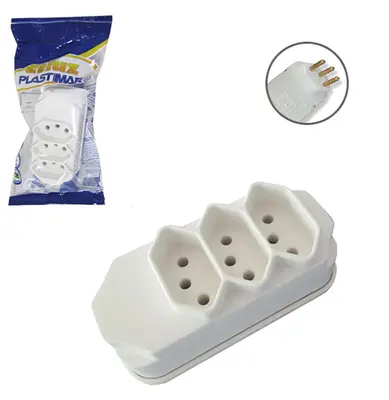 ADAPTADOR DE TOMADA BENJAMIM TRIPLO POWER 2P + T 10A 250V FLOW PACK