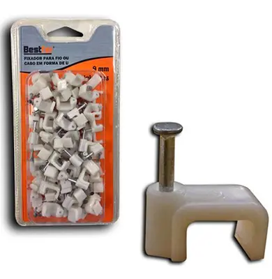 FIXADORES PARA CABO/FIO PARALELO 100 PECAS 9MM NA CARTELA