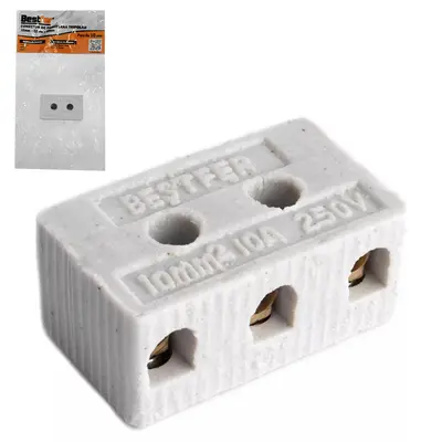 CONECTOR DE PORCELANA TRIPOLAR 10A 250V 38X21X16MM