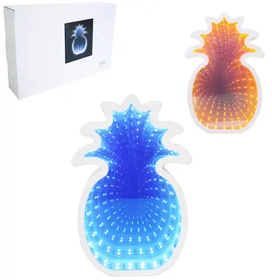 ESPELHO / ENFEITE LUMINOSO DE LED INFINITO ABACAXI DE PLASTICO 22X13,5CM A PILHA