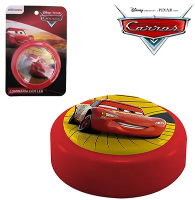 ABAJUR LUMINARIA DE TOQUE INFANTIL DE LED A PILHA CARROS NA CARTELA