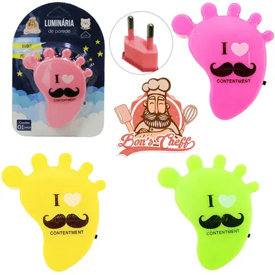 ABAJUR LUMINARIA DE TOMADA DE LED PEZINHO BIVOLT 8,5X6CM NA CARTELA