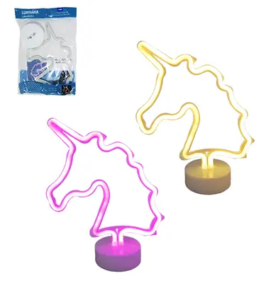 LUMINARIA NEON UNICORNIO COLORS DE PLASTICO COM BASE A PILHA 30X24CM
