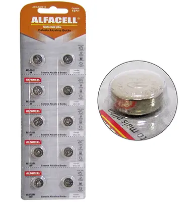 BATERIA AG3/LR41 ALCALINA BOTAO 1,5V COM 10 PECAS NA CARTELA