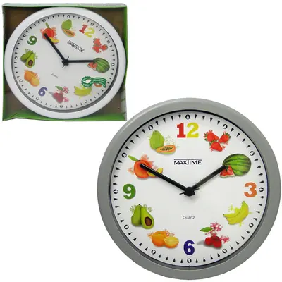 RELOGIO DE PAREDE REDONDO FRUTAS 24CM DE Ø